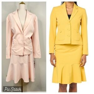 NEW Le Suit 2 Piece Blazer and Ruffle Hem Skirt Suit Size 22W Light Pink NWT
